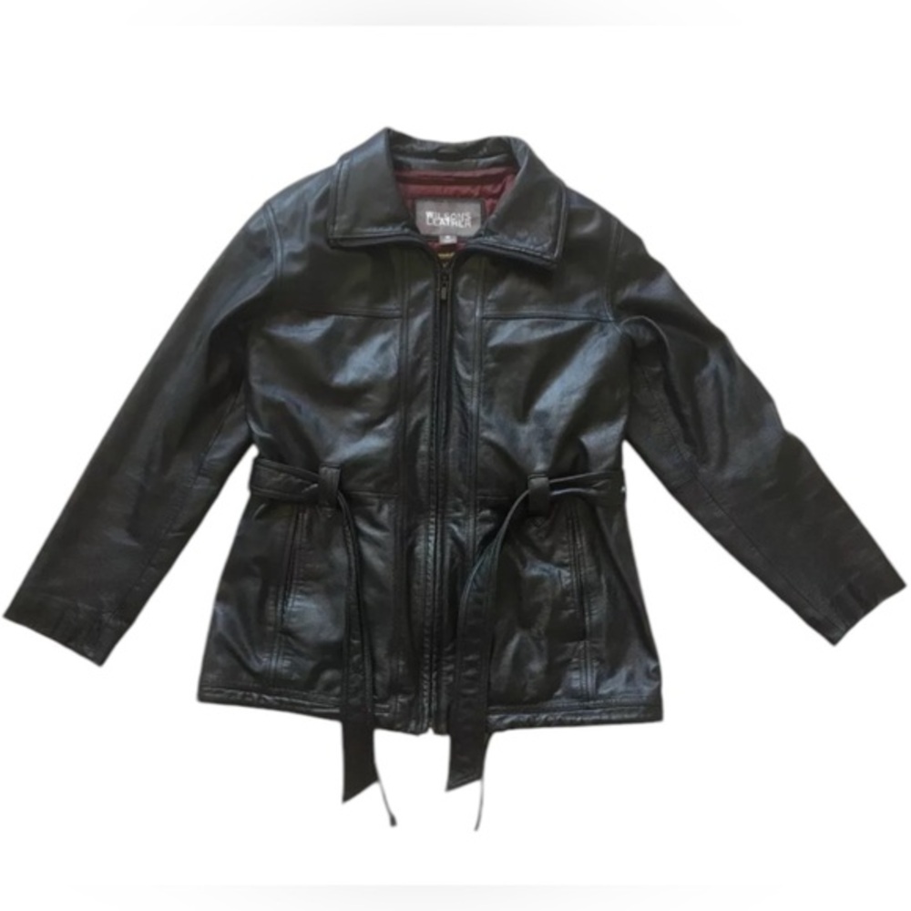 Wilson’s Leather Trench Vintage Leather Jacket Thinsulated w removable hood Sz L